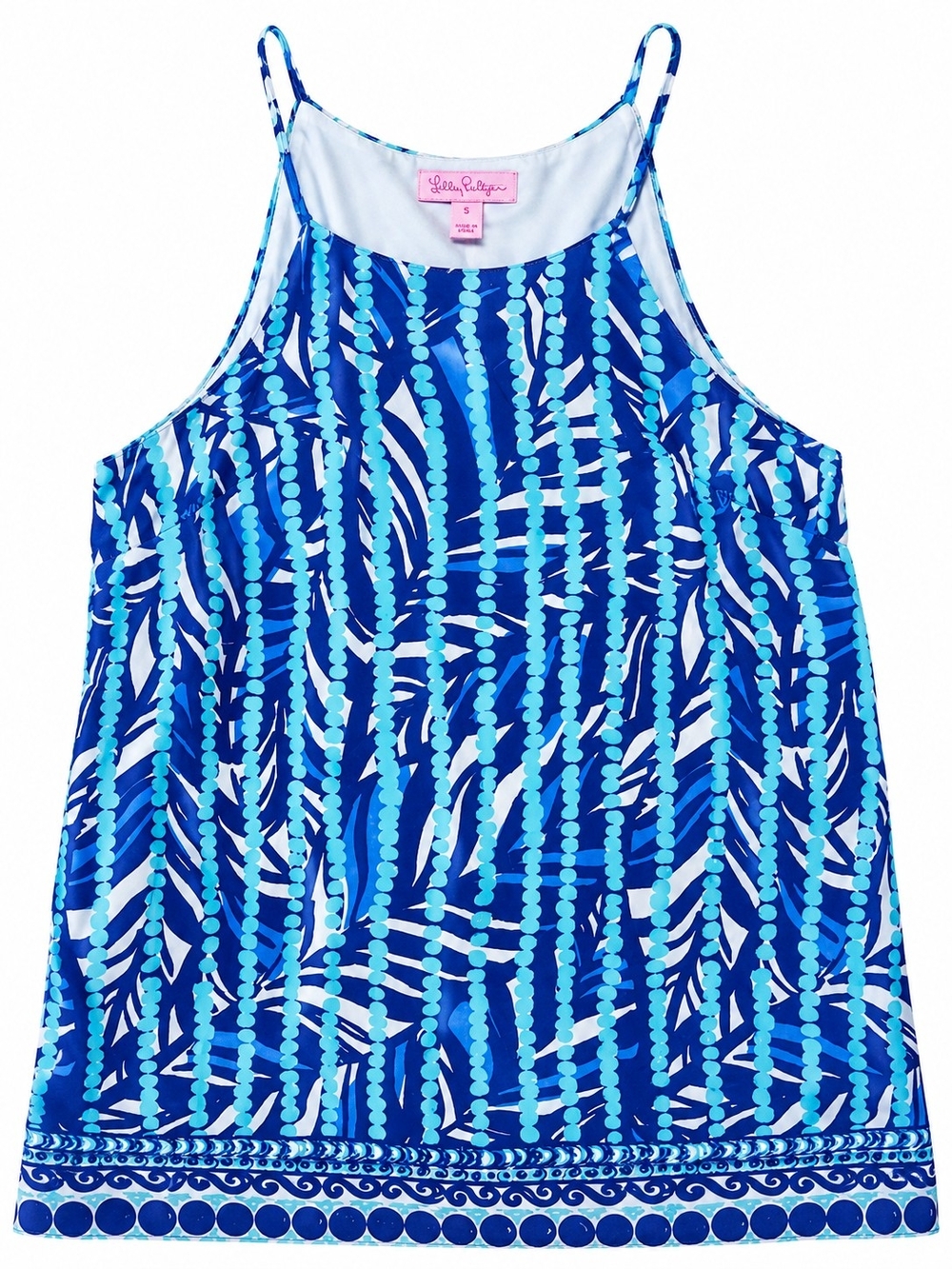 Lilly Pulitzer Blue and Aqua Striped Dot Halter Top